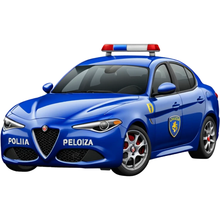 crea auto di servzio alfa romeo giulia tutta blu scuro quasi nero con la scritta sul lato polizia penitenziaria  emoji