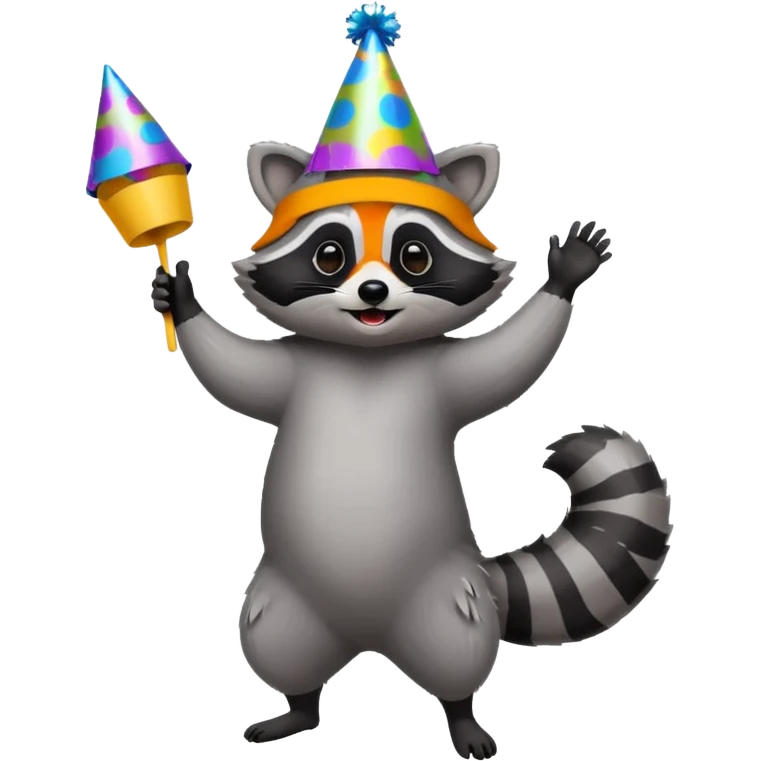 a full body raccoon celebrating / dancing  emoji
