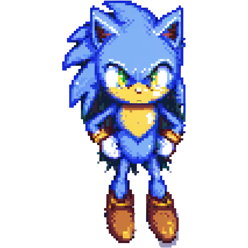 Change Sonic's eyes to yellow, keep pixel art style, no background emoji