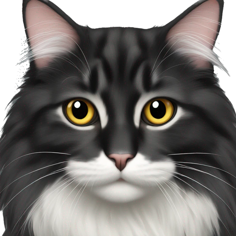 Black Norwegian forest cat with white chest spot emoji