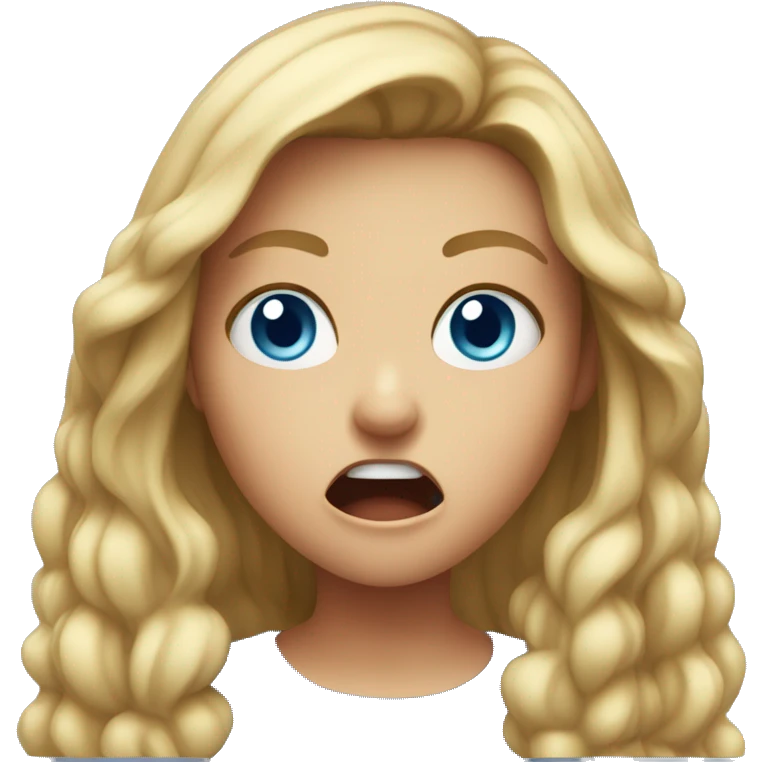 Girl yelling blue eye version emoji