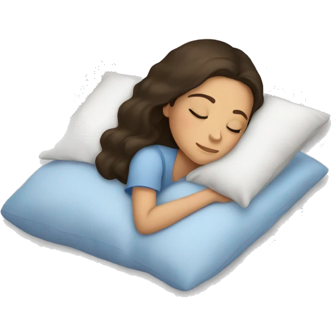 Brunette girl sleeping with pillow emoji