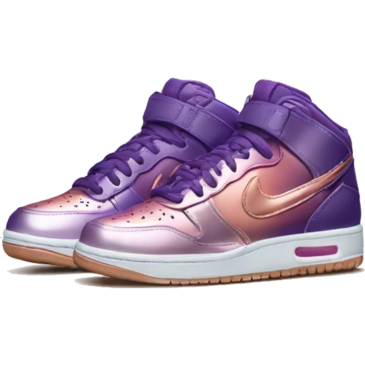 Realistic pair of metallic dark purple to rose gold ombre Nike Sneakers. emoji