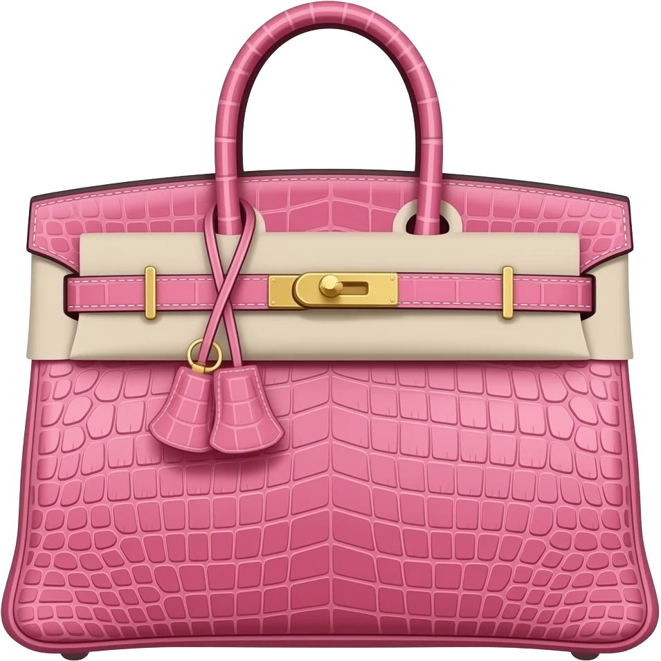 pink croc hermes birkin bag gold hardare emoji