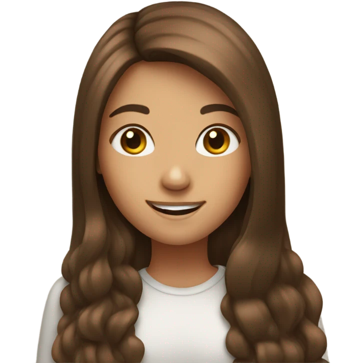 smiling girl with long brown hair emoji
