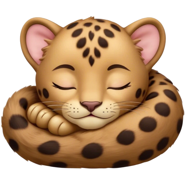 Meme-Worthy cute Sleeping Baby Panther Portrait Emoji, Head resting peacefully with a contented smile, showcasing a luxuriously soft, compact form and eyes gently closed in serene slumber, Simplified yet comically adorable features, highly detailed, glowing with a soft, drowsy glow, high shine, relaxed and utterly lovable, stylized with an air of playful laziness, bright and heartwarming, soft glowing outline, capturing the essence of a sleeping baby panther that feels destined to become the next viral icon of adorable rest! emoji