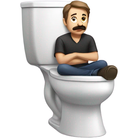 Guy with mustache on toilet emoji