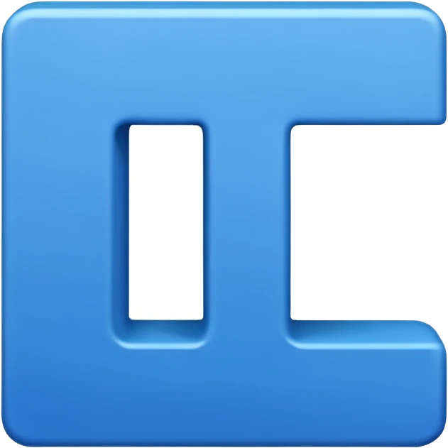 capital letter "L" printed in blue color square shape in center emoji