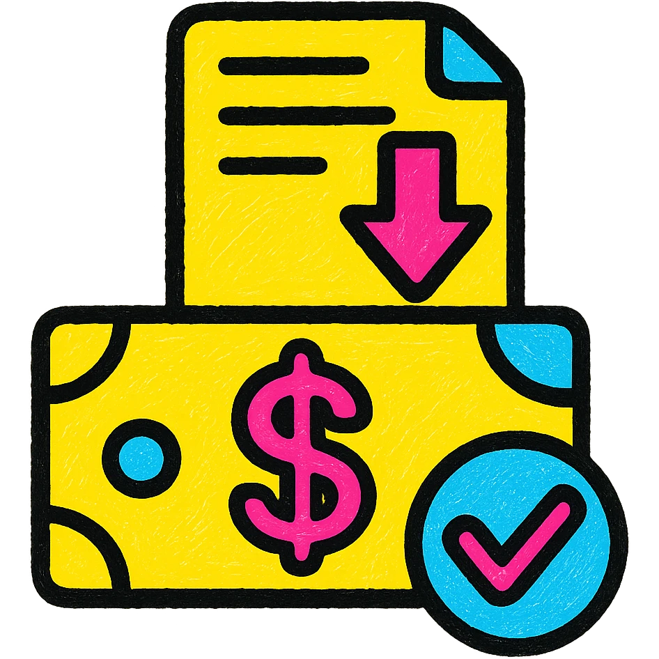 An icon with yellow tone, meaning Finance, request to pay emoji