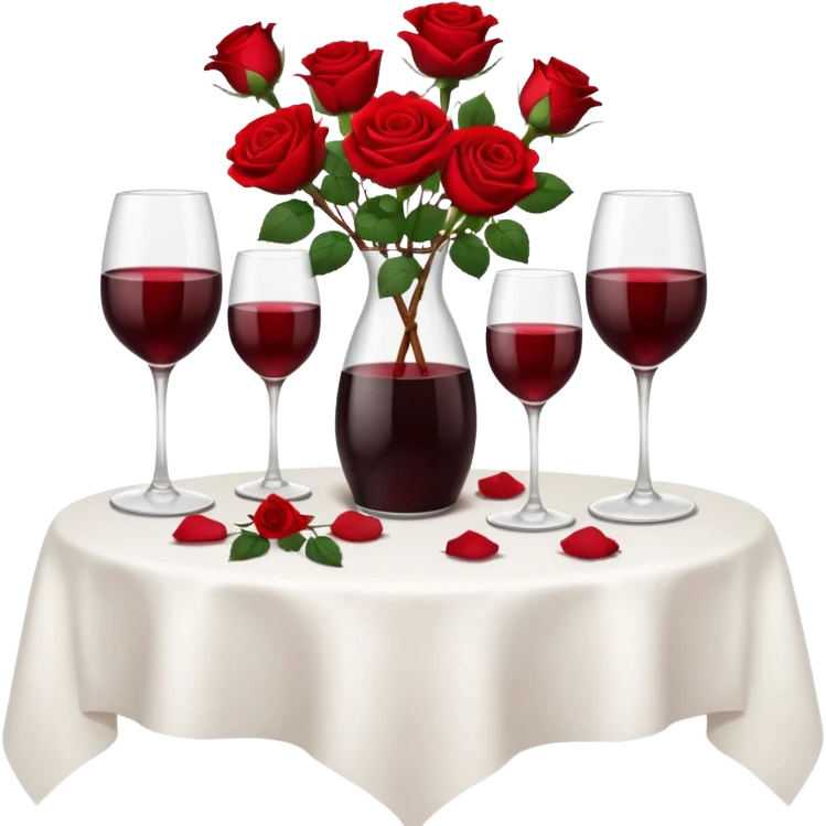  romantic table set for two with roses and red wine emoji