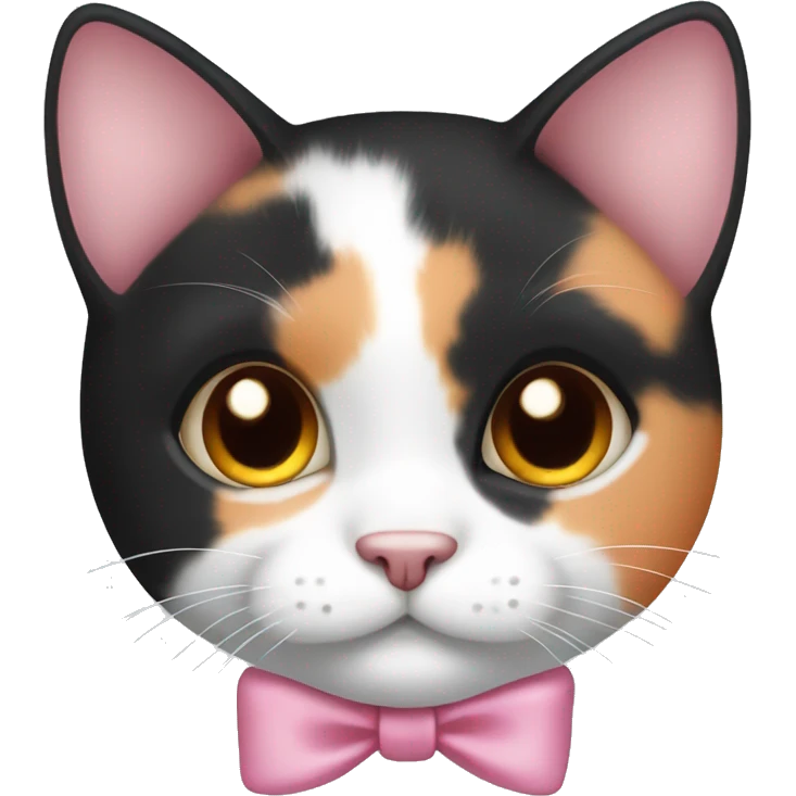 cute white orange black calico cat with pink bow  emoji