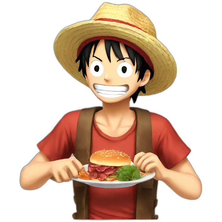 Luffy eating meat emoji