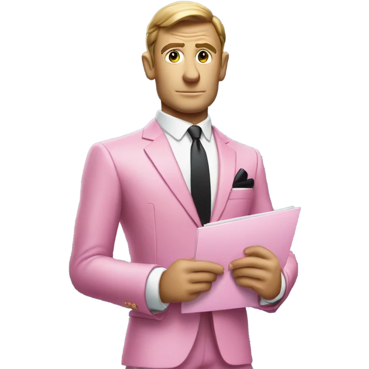 james bond in pink suit carrying an email icon emoji