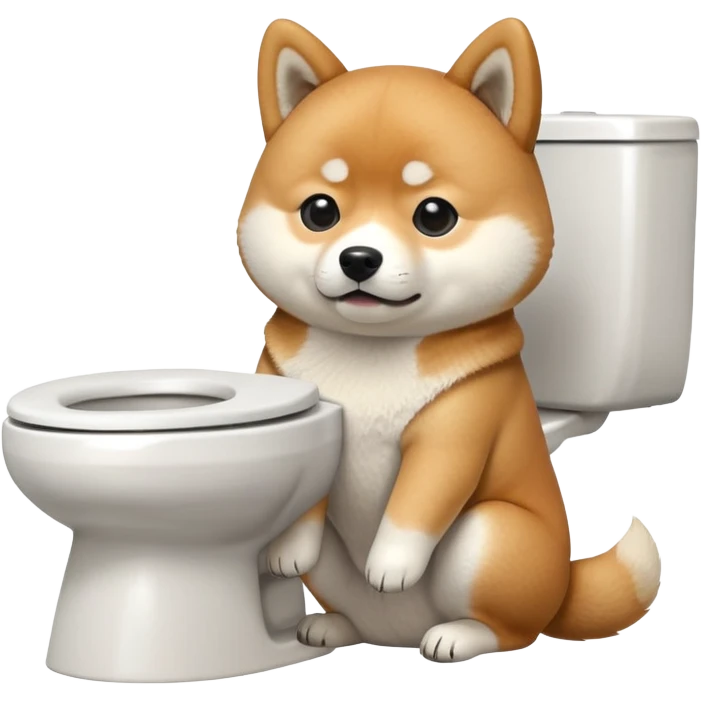 A Shiba Inu sitting on the toilet emoji