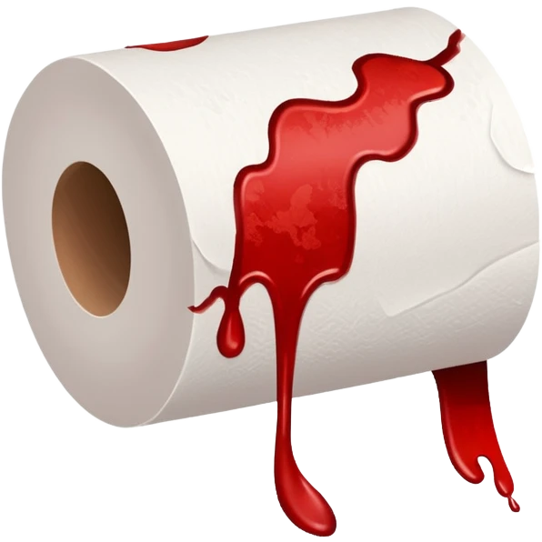 toilet paper roll with blood stain emoji