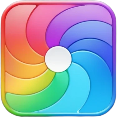 Davinci resolve "Color managment" shape, glossy iconm (rainbow colors) square with rounded edges  emoji