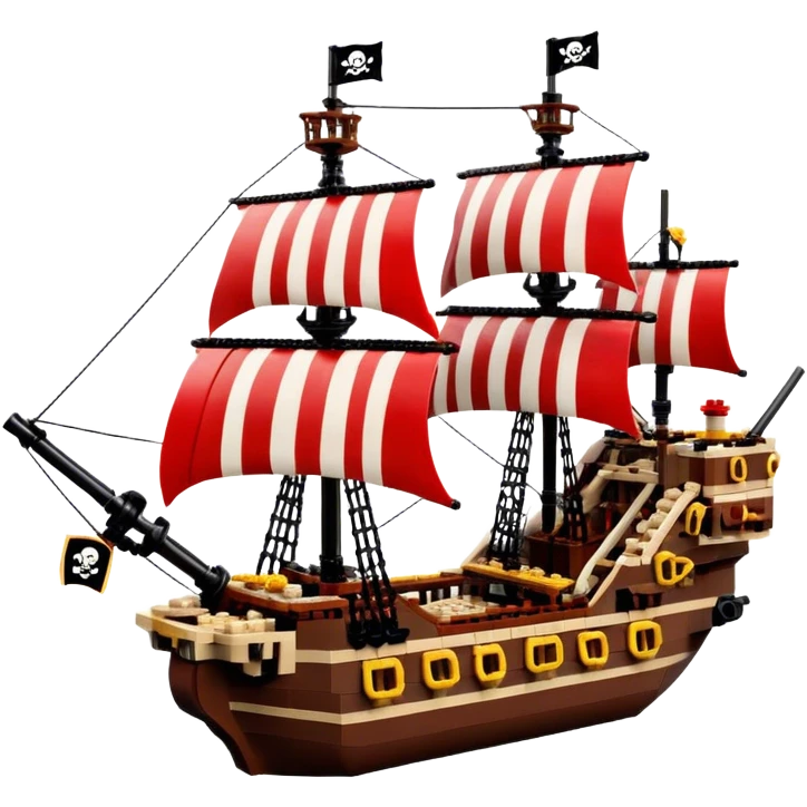 Pirate Ship (Toy) - Lego Pirate Ship (Model Year: 2021) (Iconic colour: Brown with red sails) emoji