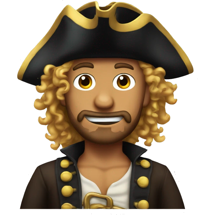 Make a pirate one-piece character with a tanned complexion and curly hair  emoji