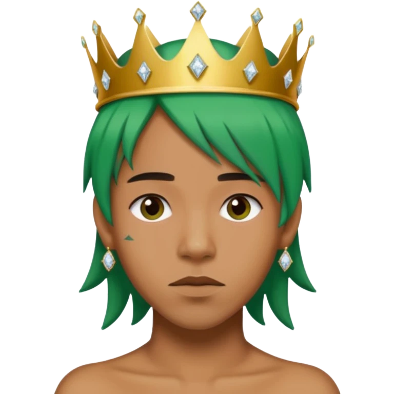 person emoji with green hair and diamond crown inspired by Frank Ocean and Kendrick Lamar emoji