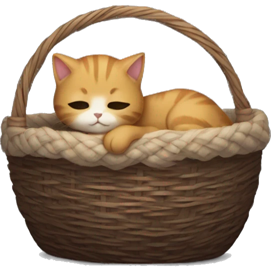 Kitten curled up in a basket dark academia aesthetic emoji