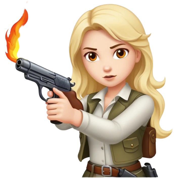 fire and girl with gun emoji