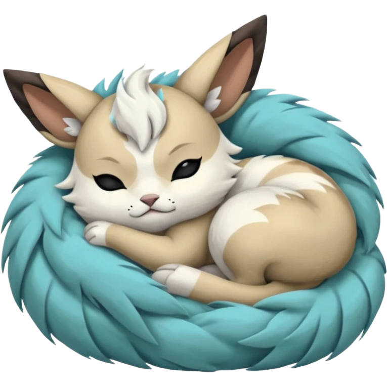 Animalistic tired sleeping snoozing snoring kawaii chibi sleepy happy glad somber mongral Meloetta-Absol-Zekrom-Gatomon-Pteromon-hybrid emoji