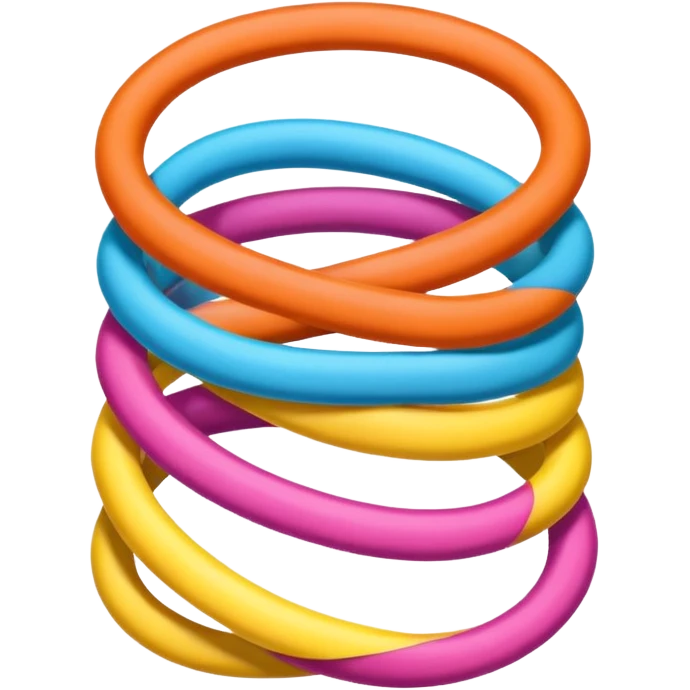 hair tie for tying hair，colourful，三根叠在一起，交错着叠 emoji