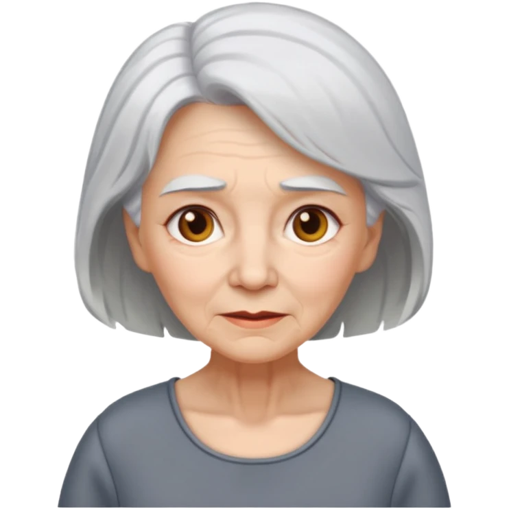 elderly woman white hair and gray dress emoji