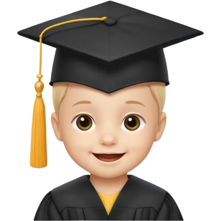 baby wearing a graduation hat, feels happy, age 3-5 kid
just need face and hat emoji