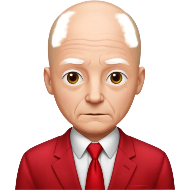man Bald with red necktie, red dress, age. emoji
