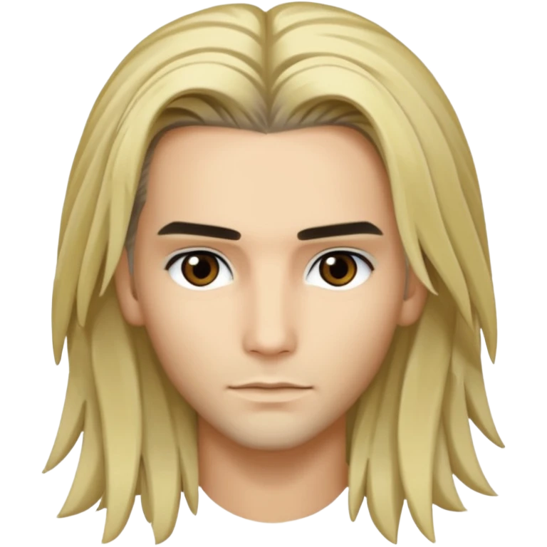 Bill Kaulitz with blonde long hair, brown eyes emoji