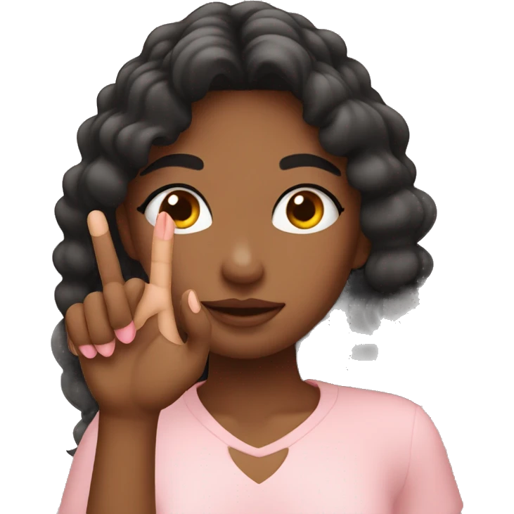 Girl with blush and 2 finger together  emoji