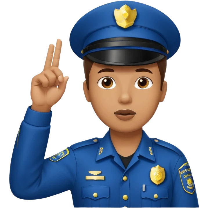 police officer facing forward blowing a whistle one hand up in a stop gesture emoji