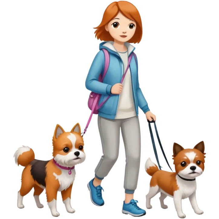 Friends girls Going for a walk with dogs one is a shoaniol and the other one is foxterier emoji