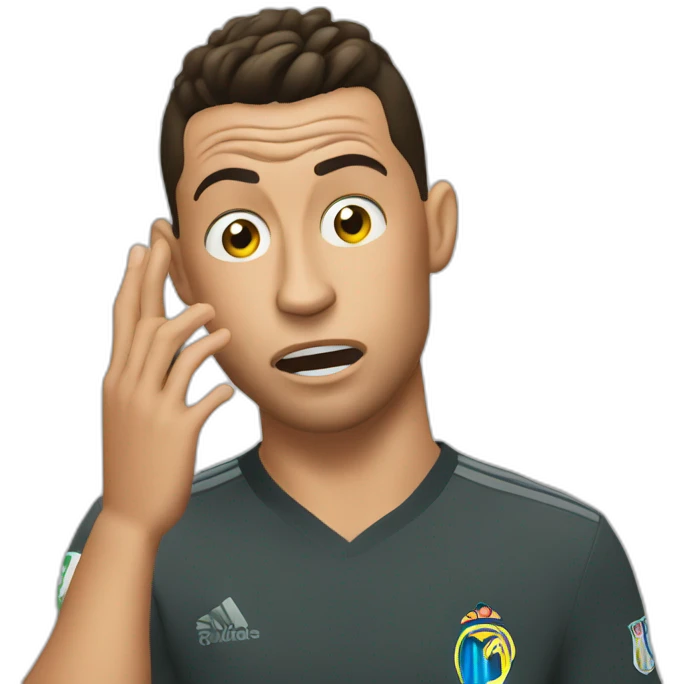 Ronaldo shocked with is hand on his face emoji