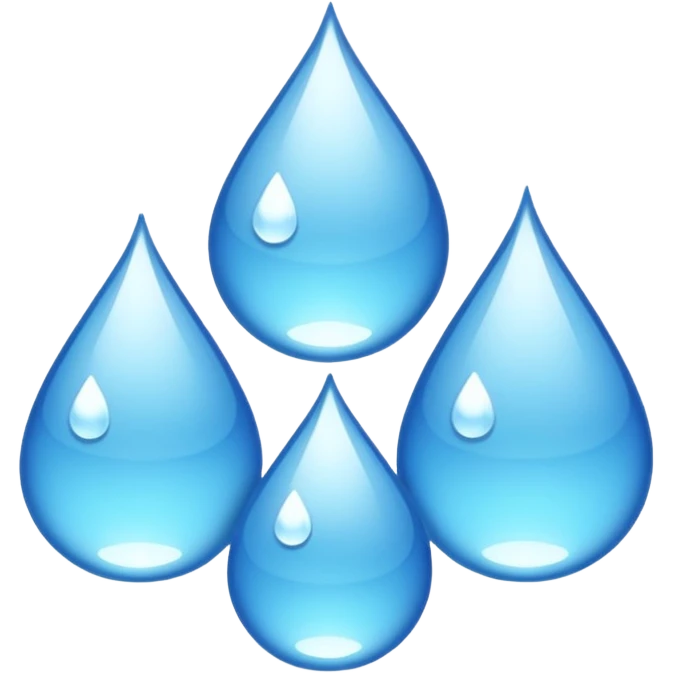 three equally sized droplets stacked on top of each other with two other droplets going outward from the middle droplet emoji