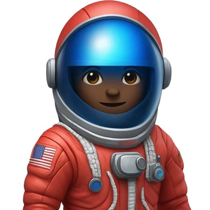 little tiny person in a red spacesuit with no visible arms or face with blue visor and two legs emoji