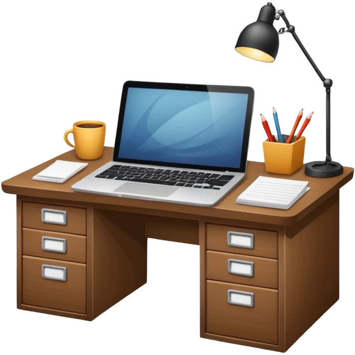 simple emoji of a cozy desk with a paper and a laptop on it emoji