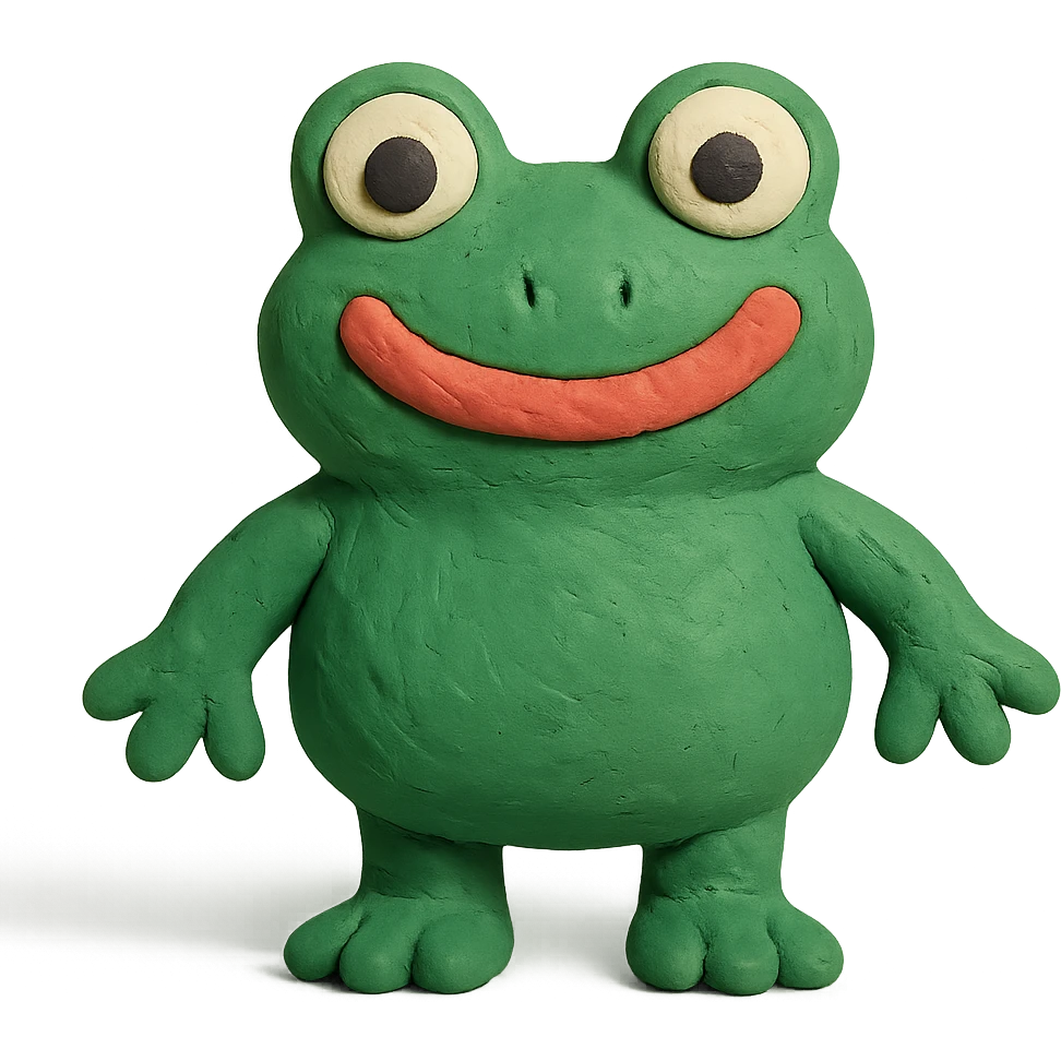 happy frog in claymation style emoji