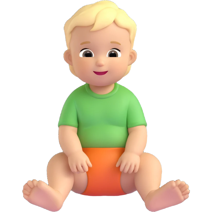 blonde-haired baby boy, sitting, cheerful emoji
