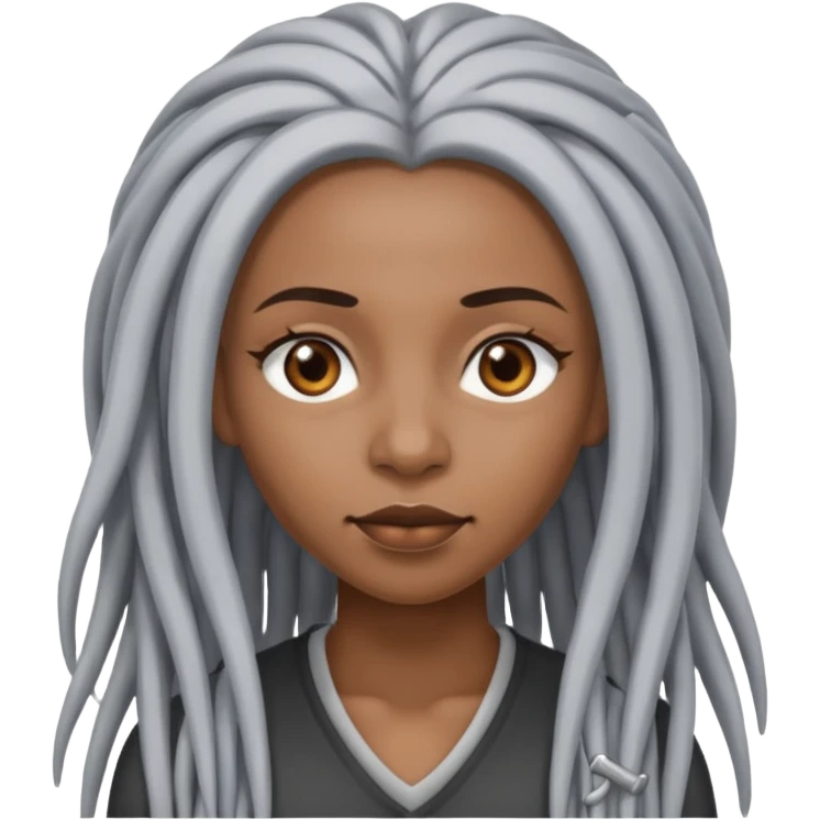 black woman with grey eyes with long silver dreadlocs emoji