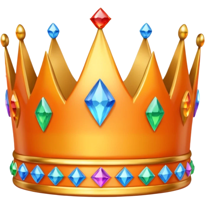 orange 3d crown with rainbow gems emoji