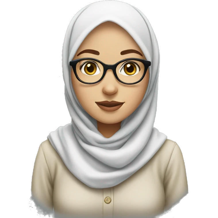 White pretty girl wearing hijab and glasses  emoji