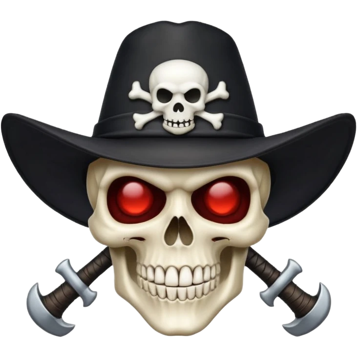 A skull and crossbones wearing a triangular vampire hunter hat. emoji