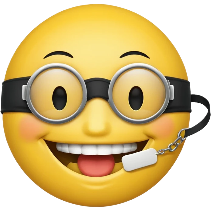 A smiley face wearing a gag and blindfolded emoji