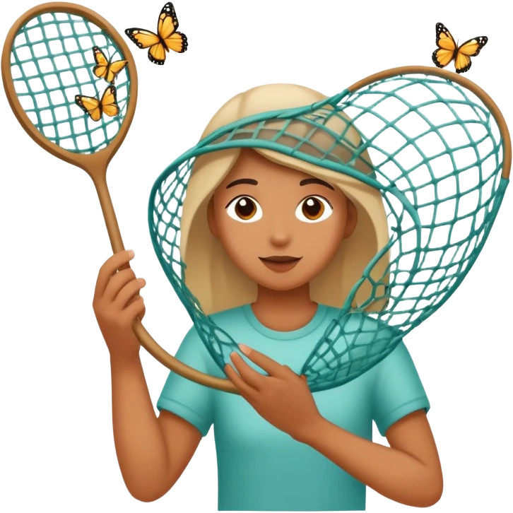 person catching butterflies with a net emoji
