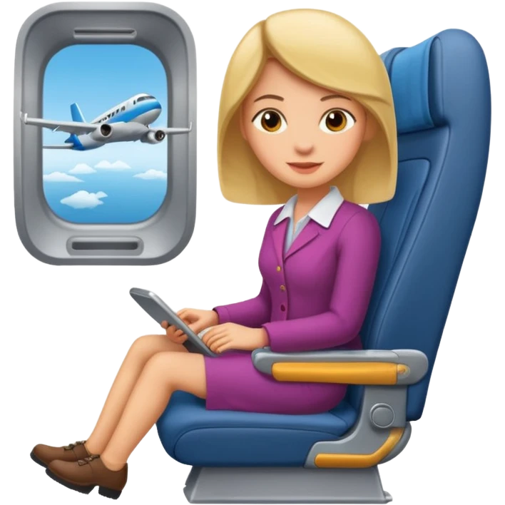 woman passanger in plane seat emoji