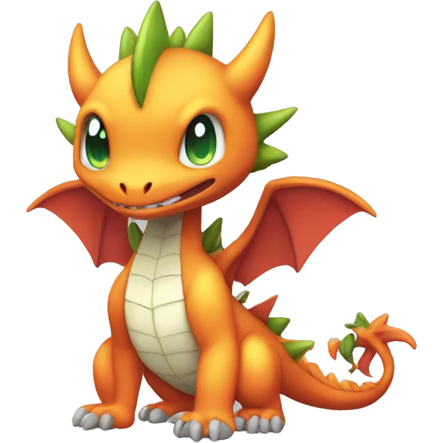 Kawaii Edgy Bright Dragon Pokémon Fakemon full body emoji