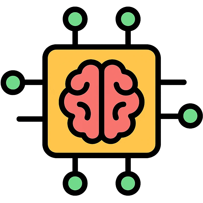 AI circuit icon with lineal color and black outlines emoji