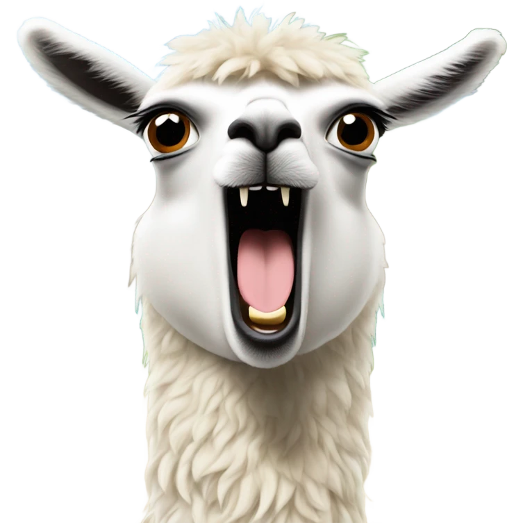 Llama in a zoo screaming as loud as he can emoji